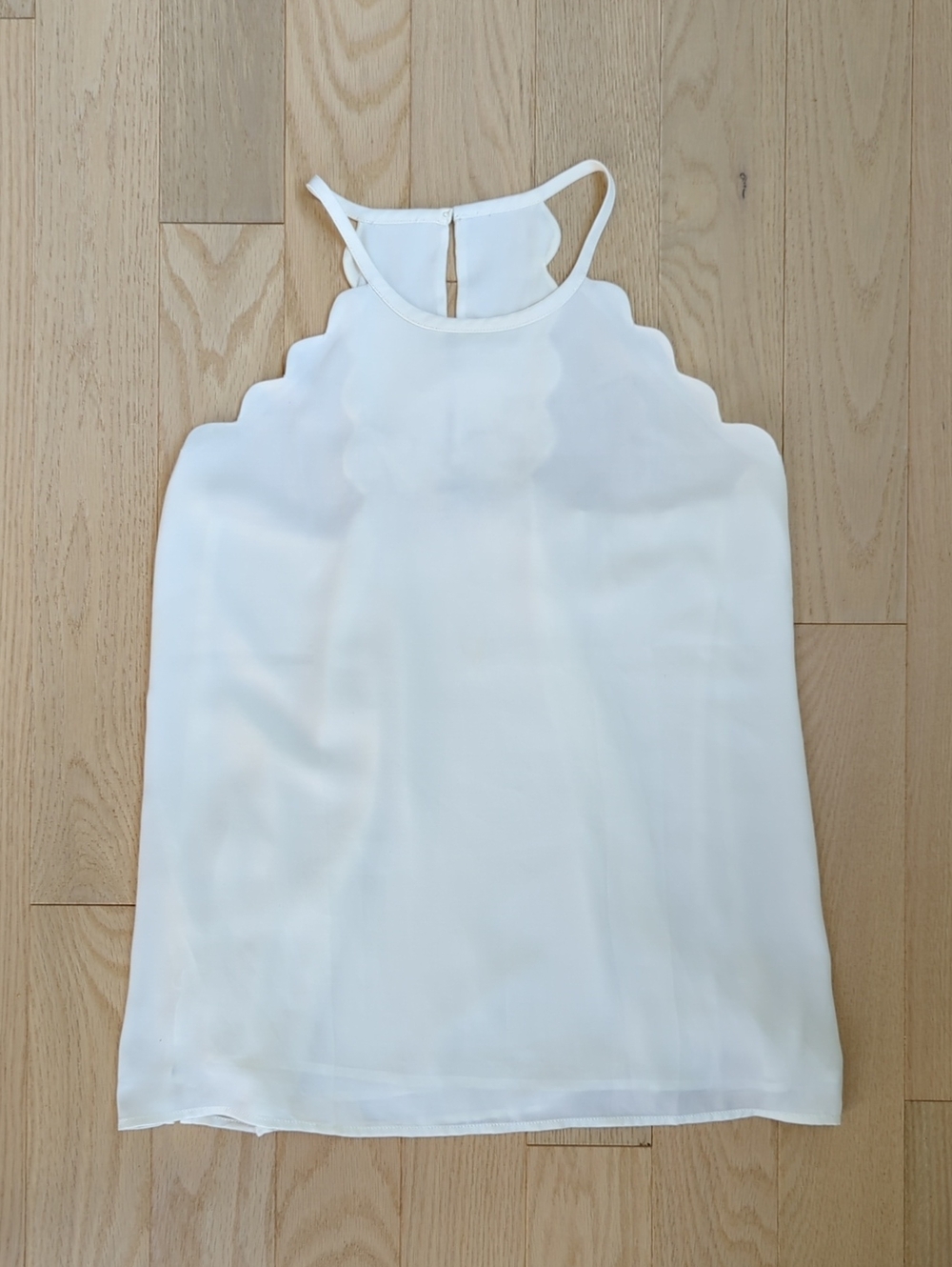 LOFT White Scallop-Edge Halter Shell